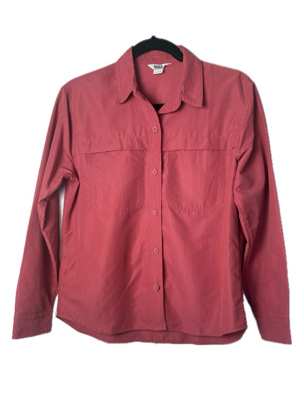Eddie Bauer Rainier Ripstop Long Sleeve Performance Shirt Coral Red Small SS25